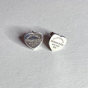 Tiffany & Co. Return to Tiffany Heart Tag Stud Earrings Sterling Silver Mini